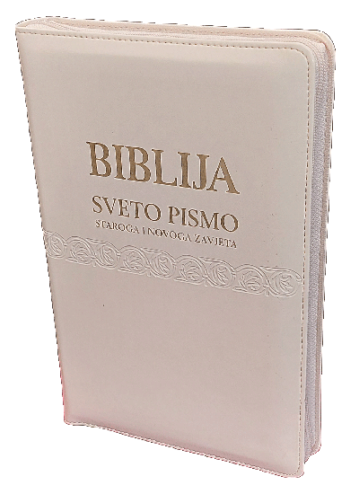 Biblija - eko kožni fleksibilni uvez s patentnim zatvaračem, bijela