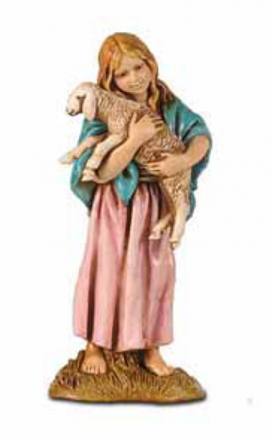 Božićne jaslice - Djevojčica i janje - 12 cm