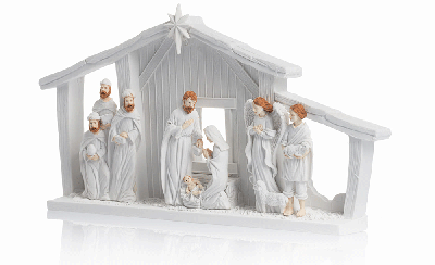 Božićne jaslice - komplet 9 figura sa štalicom i svjetlom