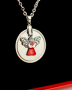 Ogrlica - Anđeo na medaljonu - crvena
