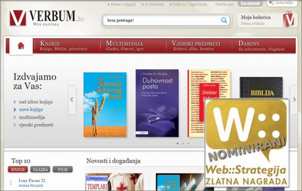Web knjižara Verbum.hr među finalistima za Zlatnu nagradu Web::Strategije
